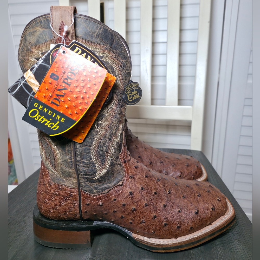 Dan Post Alamosa Exotic Ostrich Cowboy Certified Boots DP3875 Men's Size 9 D - Picture 3 of 8